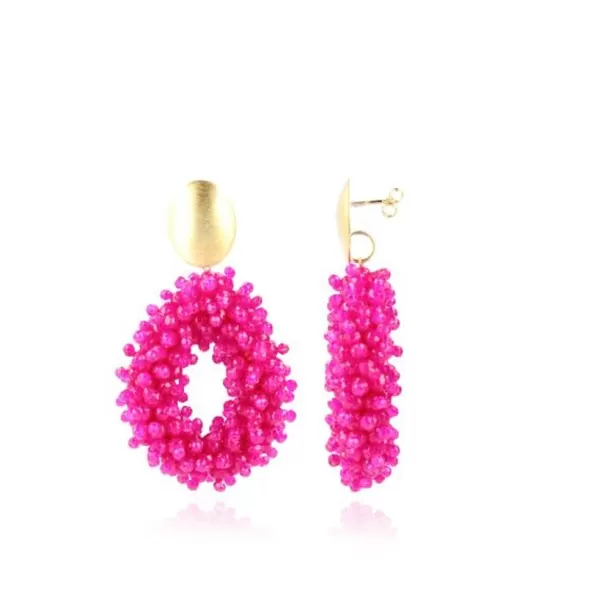 New Fuchsia Oorbellen Louise Glassberry Druppel L Double Stones Tonal Glassberry