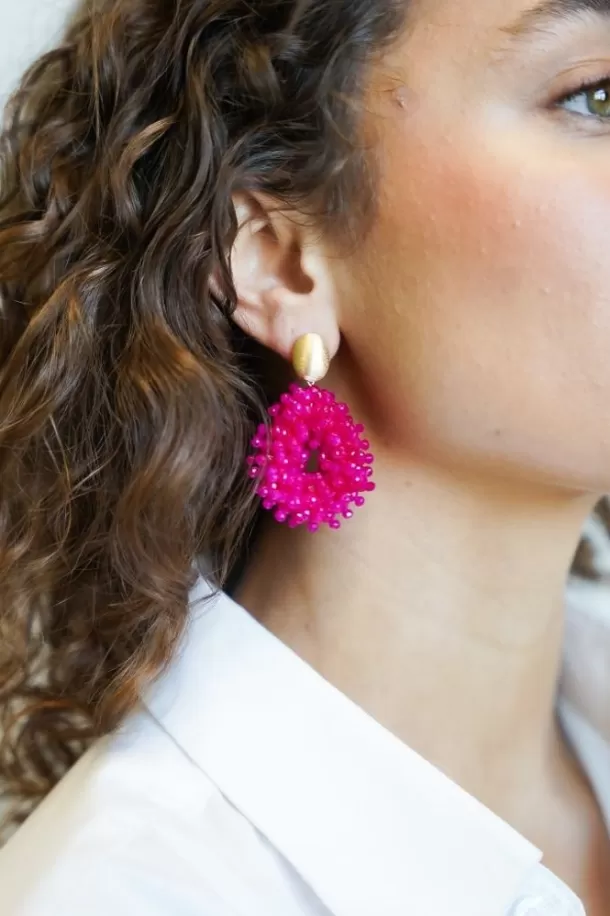 New Fuchsia Oorbellen Louise Glassberry Druppel L Double Stones Tonal Glassberry