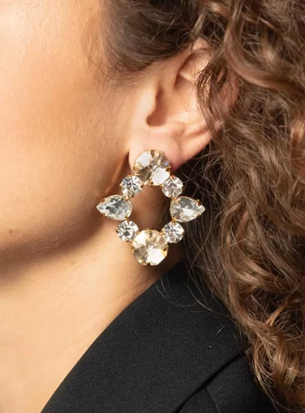 Hot Kira Oorbellen Octagon Ster Kristal Strass