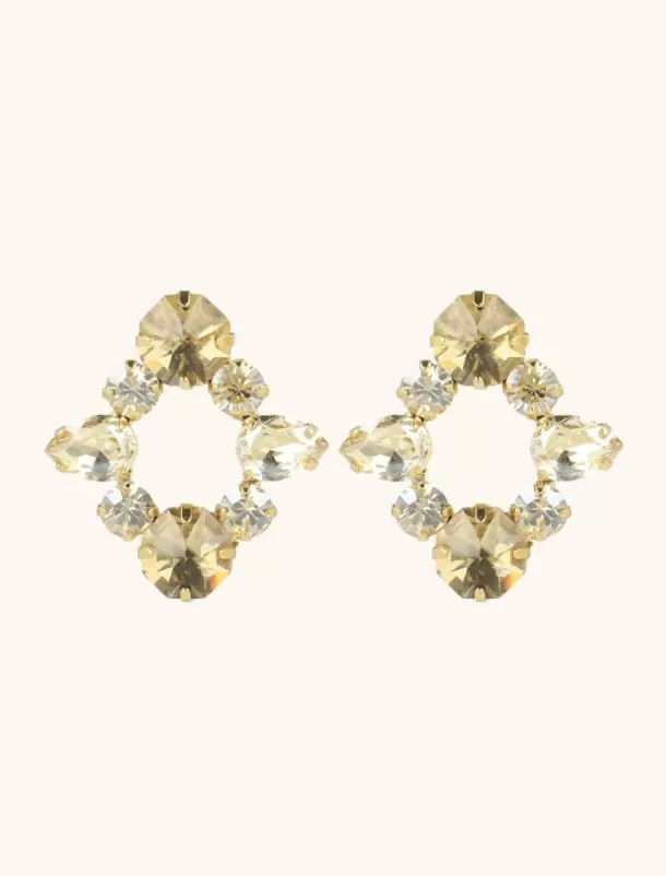 Hot Kira Oorbellen Octagon Ster Shadow Zilverkleurig Strass