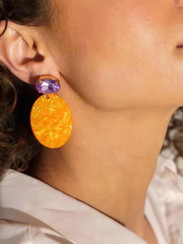 Sale Marble Oranje Oorbellen Celia Ovaal S Strass Violet Resin