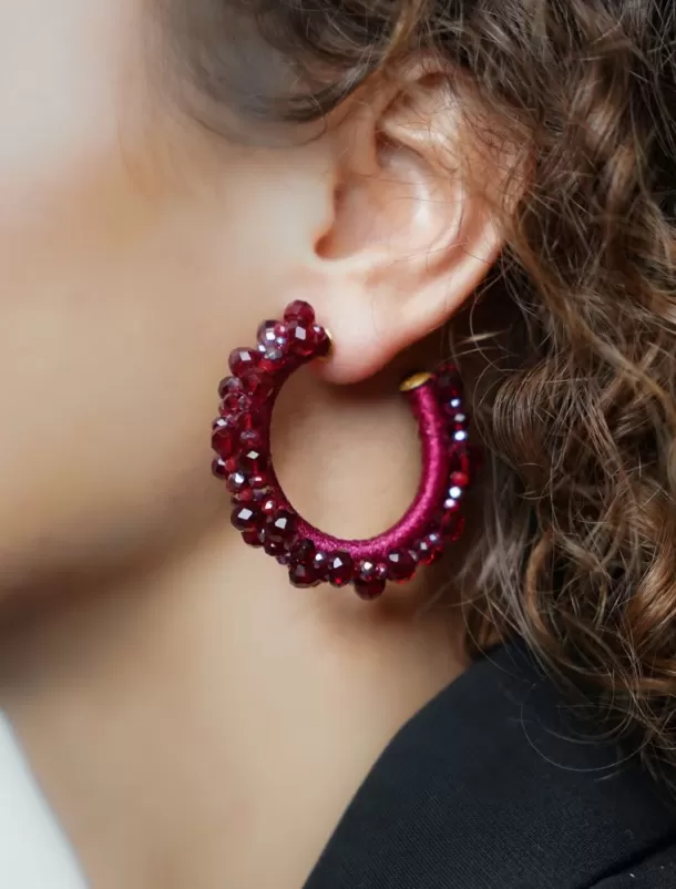 New Metallic Bordeaux Oorbellen Brecht Irregular Urchin Creool M Glassberry