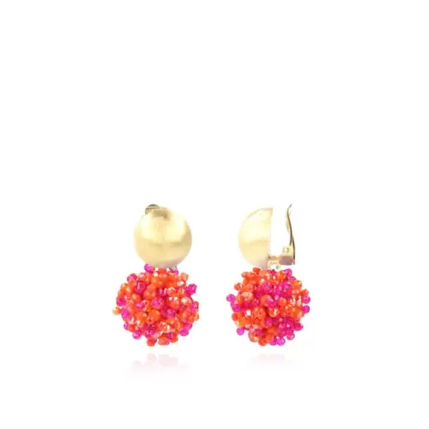 New Mixed Fuchsia Oorbellen Clip Louise Glassberry Globe L Double Stones Tonal Glassberry