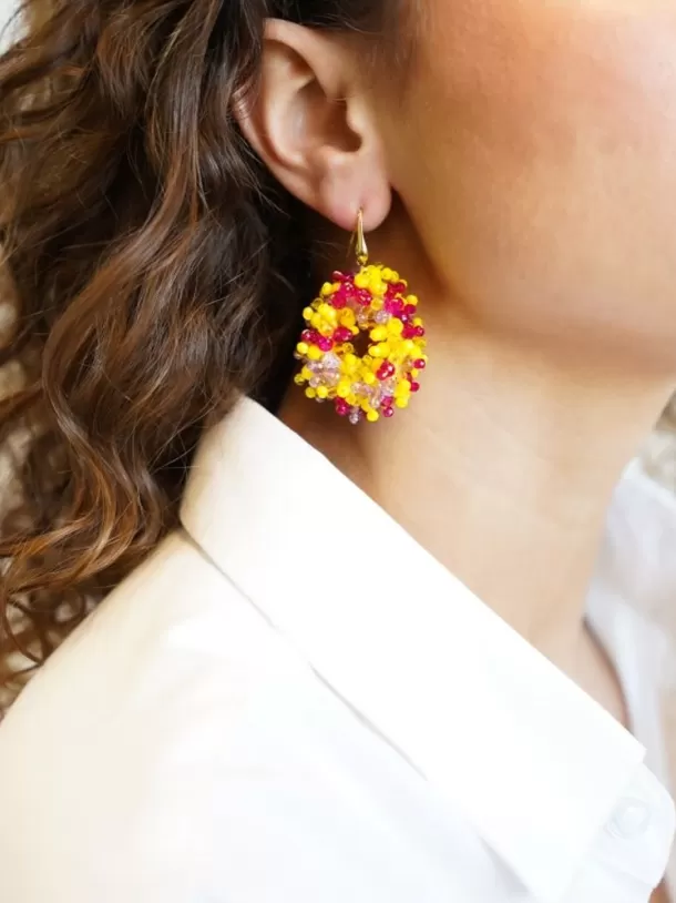 Hot Mixed Gele Oorbellen Louise Glassberry Druppel S Double Stones Tonal Glassberry