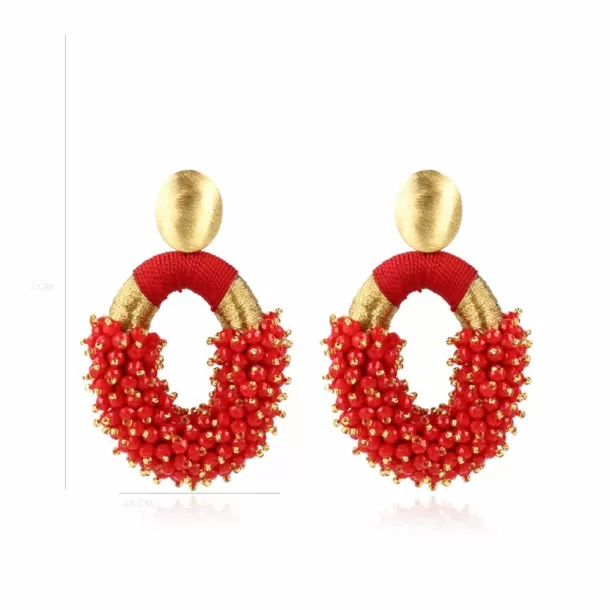 New Rode Oorbellen Eve Silk Combi Oval L Double Stones Glassberry