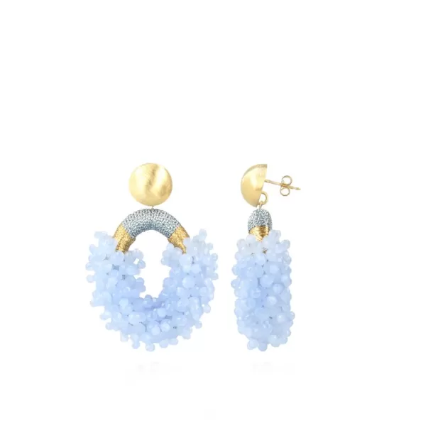 Hot Tonal Baby Blauwe Oorbellen Yara Glassberry Ovaal M Double Stones Glassberry