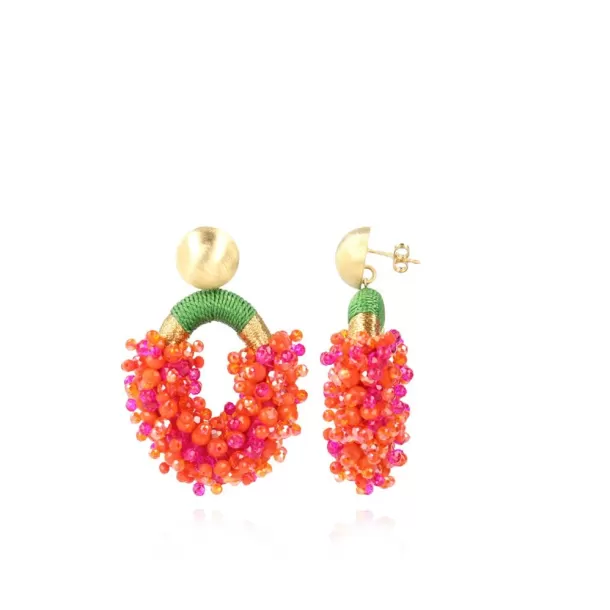 Hot Tonal Fuchsia Oorbellen Yara Glassberry Ovaal M Double Stones Glassberry