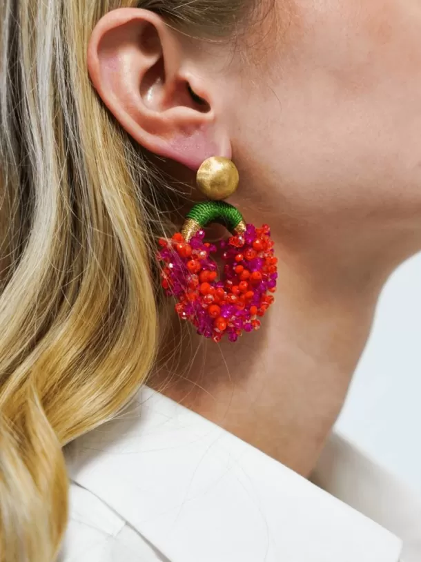 Hot Tonal Fuchsia Oorbellen Yara Glassberry Ovaal M Double Stones Glassberry