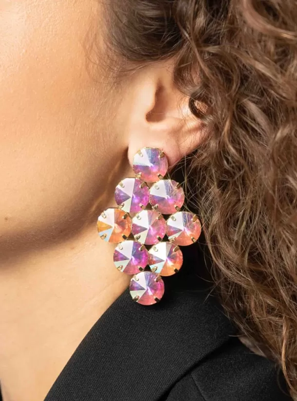 Hot Vita Oorbellen Octagon Diamant L Holo Strass